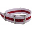 Bracelet nylon NATO Blanc/Rouge