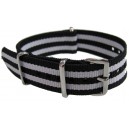 Bracelet nylon NATO Noir/blanc