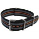 Bracelet nylon NATO Noir/Gris/Noir/Orange