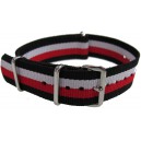 Bracelet nylon NATO Noir/Rouge/Blanc/Noir