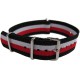 Bracelet nylon NATO Noir/Rouge/Blanc/Noir