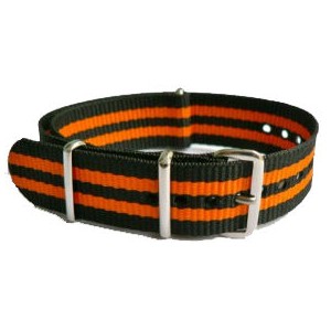 Bracelet nylon NATO Noir/Orange