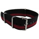 Bracelet nylon NATO Noir/Rouge