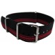 Bracelet nylon NATO Noir/Rouge