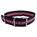 Bracelet nylon NATO Bleu Marine/Rose