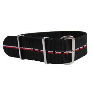 Bracelet nylon NATO Noir/Rouge/Blanc