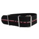 Bracelet nylon NATO Noir/Rouge/Blanc