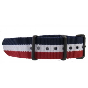 Bracelet nylon NATO Bleu/Blanc/Rouge PVD