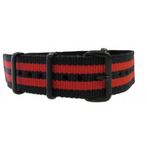 Bracelet nylon NATO Noir/Rouge PVD