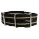 Bracelet nylon NATO Noir deux bandes sable