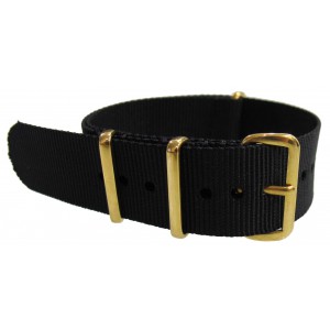 Watch NATO strap Black gold buckles