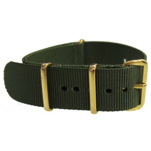 Watch NATO strap green with gold buckles