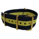 Bracelet nylon NATO Bleu/Jaune﻿ boucle doré