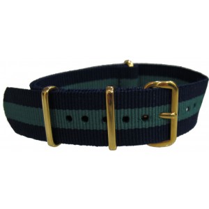 Watch NATO strap Blue/Green gold buckles 