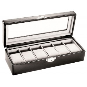 Leather watch box Davidt's with window for 6 watches