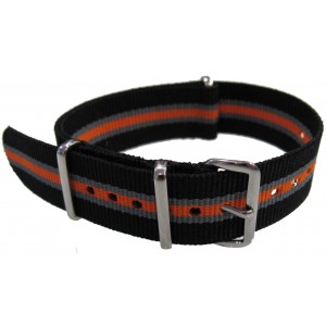 Bracelet nylon NATO Noir/Gris/Orange