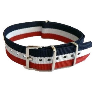 Bracelet nylon NATO Bleu/Blanc/Rouge