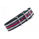 Watch NATO strap  Black/White/Red/Blue