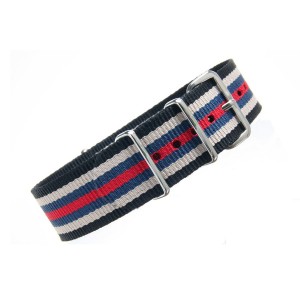 Watch NATO strap  Black/White/Red/Blue