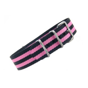 Bracelet nylon NATO Noir/Rose