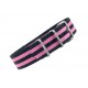 Bracelet nylon NATO Noir/Rose