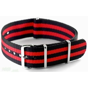 Bracelet nylon NATO Noir/Rouge