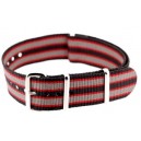 Bracelet nylon NATO Noir/Rouge/Gris