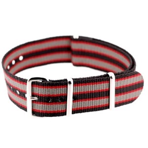 Bracelet nylon NATO Noir/Rouge/Gris