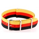 Bracelet nylon NATO Noir/Rouge/Jaune