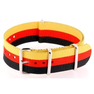 Bracelet nylon NATO Noir/Rouge/Jaune