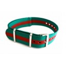 Bracelet nylon NATO Vert/Rouge