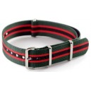 Bracelet nylon NATO Vert/Rouge/Noir